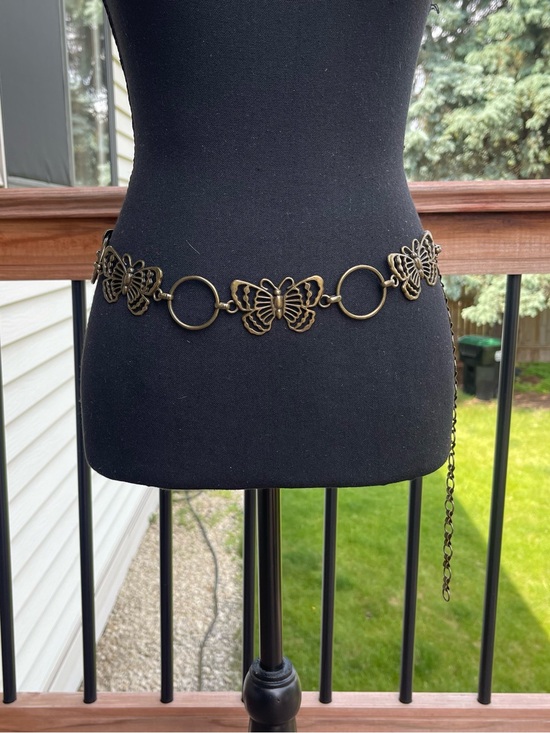 Unbranded Accessories - Butterfly Waist Belly Chain Link Belt 41 1/4 Statement Hippie Boho Antique Brass